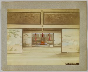 Habitación del príncipe, Japón (foto en b/n coloreada a mano) de Japanese Photographer