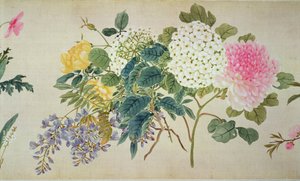 Estudio botánico de phlox y otras flores de Japanese School