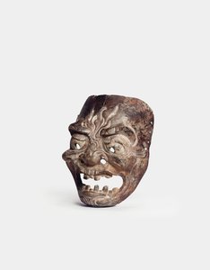 Máscara de madera Gigaku de Japanese School