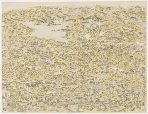 Vista aérea de la carretera Kiso de Edo a Kioto, 1819 de Japanese School