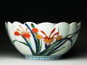 Cuenco con lados acanalados y borde festoneado, ko-Imari, c.1770-20 de Japanese School