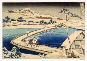 Puente de Barcos en Sawa, 1830, Hokusai Katsushika (1760-1849) de Japanese School