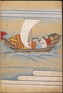 Enviados chinos en un barco, ilustración del 