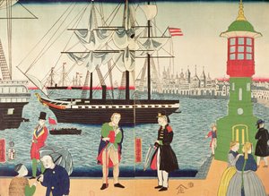 Ciudad de París, imaginada por un artista japonés, c.1859 de Japanese School