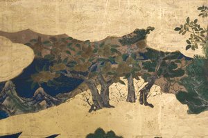 Detalle de Primavera en el Palacio, biombo de seis paneles de El Cuento de Genji, c.1650 de Japanese School