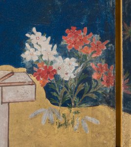 Detalle de Primavera en el Palacio, biombo de seis paneles de El Cuento de Genji, c.1650 de Japanese School
