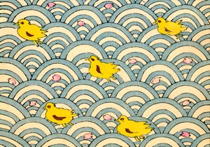 Patitos en un paisaje acuático estilizado