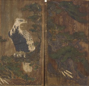 Águila en un pino, período Momoyama, posiblemente siglo XVII de Japanese School