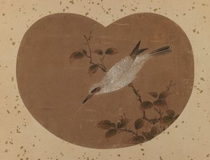 Pintura de abanico con pájaro (recto) de Japanese School