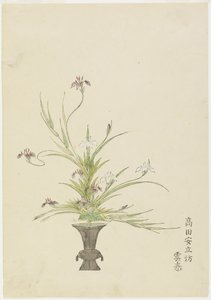 Arreglo floral por Takada Anritsub? Untai, lirios de Japanese School