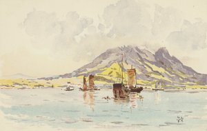 Ho-shang-shan visto desde Ta-lien-wan (cromolito) de Japanese School