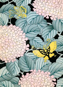 Hortensias y mariposas