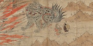 Leyendas ilustradas del santuario Kitano Tenjin, finales del siglo XIII (tinta, oro recortado, papel) de Japanese School