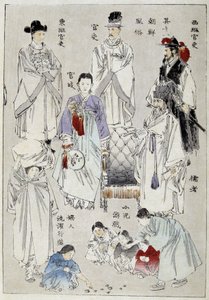 Corea: trajes tradicionales de los nobles - impresión japonesa de Japanese School