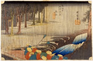 Paisaje bajo la lluvia. Estampa japonesa. sd. siglo XIX de Japanese School