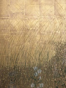 Moon In Musashi Plain (color y oro sobre papel)