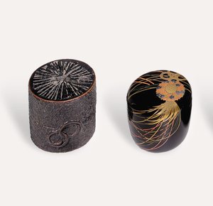 Caddy de té Nakatsugi y caddy de té Natsume, período Edo de Japanese School