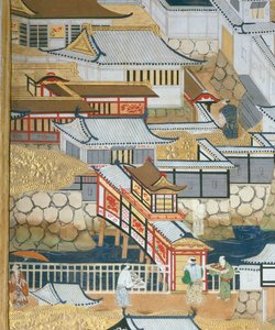 Osakazu Byobu - Biombo japonés de ocho paneles (pintura) de Japanese School