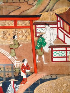 Osakazu Byobu - Biombo japonés de ocho paneles (pintura) de Japanese School