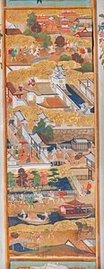 Osakazu Byobu - Biombo japonés de ocho paneles (pintura) de Japanese School