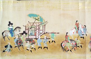 Parte de la Sexta Embajada Coreana a Japón en el momento de la sucesión de Tokugawa Ietsuna en 1651, posiblemente por Kano Masunobu (1625-94) 1655-57