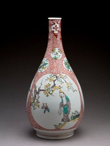 Jarrón en forma de botella de pera, cerámica ko-Imari de Japanese School