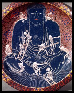 Plato que representa a Buda con diez esqueletos (detalle) de Japanese School