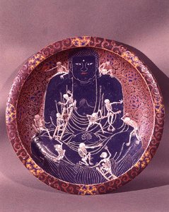 Plato que representa a Buda con diez esqueletos (cerámica) de Japanese School