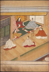 Nobles japoneses sentados, ilustración del 