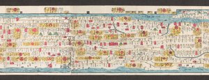 Sección de un mapa de carreteras en Japón.  Dai Nihon koku junro meiki daisei. ["Un mapa claro y minucioso de las carreteras principales de Japón"]  1850