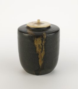 Caddy de té de cerámica Seto, tipo katatsuki de Japanese School