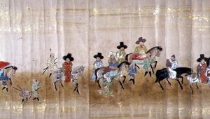 Sexta Embajada Coreana a Japón en Meireki 1 en el momento de la sucesión de Tokugawa Ietsuna en 1651, posiblemente por Kano Masunobu (detalle) de Japanese School