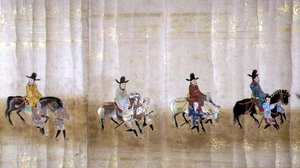 Sexta Embajada Coreana a Japón en Meireki 1 en el momento de la sucesión de Tokugawa Ietsuna en 1651, posiblemente por Kano Masunobu (detalle) de Japanese School