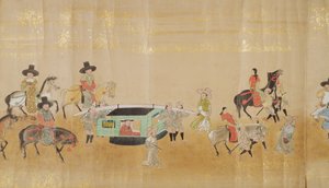 Sexta Embajada Coreana a Japón en Meireki 1 en el momento de la sucesión de Tokugawa Ietsuna en 1651 (detalle) de Japanese School