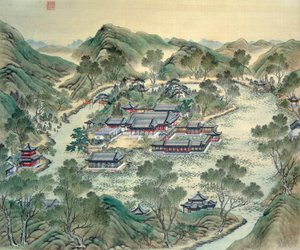 El Gran Palacio (detalle) de una impresión japonesa del siglo XIX