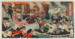 La gran victoria en Kiulian, era Meiji, 1894 de Japanese School