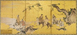 Los siete sabios del bosque de bambú, escuela Kanō de Japanese School