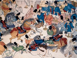 El espectáculo de caballos, la batalla frente a un palacio de Japanese School