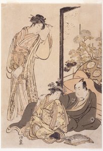 Tres figuras, hacia 1760-1810 (xilografía) de Japanese School