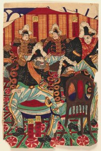 Tres hojas de un tríptico, 1868-1912 de Japanese School