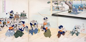 Señor de la Guerra observa a los Samuráis practicando su Esgrima de Japanese School