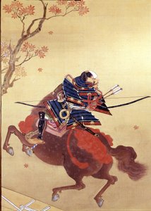Guerrero Munete. Pintura en seda de la Escuela Tosa, autor Chikana Morizumi dit Hsien. Siglo XVIII. Museo Chiossone. Génova
