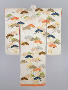 Kimono de mujer, periodo Edo (1600-1868) (seda con hilos metálicos) de Japanese School