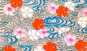 Grabado en madera de flores de clavel de Japanese School