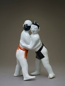 Luchadores, japoneses, probablemente siglo XVII de Japanese School