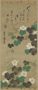 Vides de Yugao y un poema, siglo XVIII-XIX de Japanese School