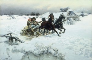 El paseo en trineo, 1896 de Jaroslav Friedrich Julius Vesin