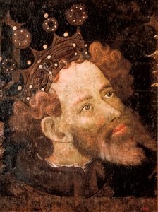 Pedro IV de Aragón, detalle de un temple sobre madera de Jaume Mateu de Jaume Mateu