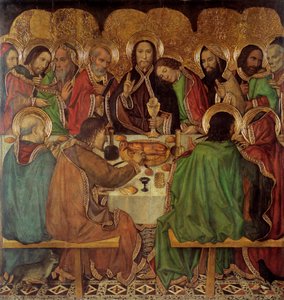 La cene - The Last Supper - Peinture de Jaime (Jaime) Huguet (1412-1492) - 1465-1470 - Tempera on panel - 170x161 - Museo Nacional de Arte de Cataluña, Barcelona de Jaume Huguet