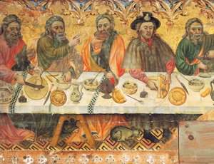 Cena Santa, (detalle) de un grupo de apóstoles de Jaume the elder Ferrer